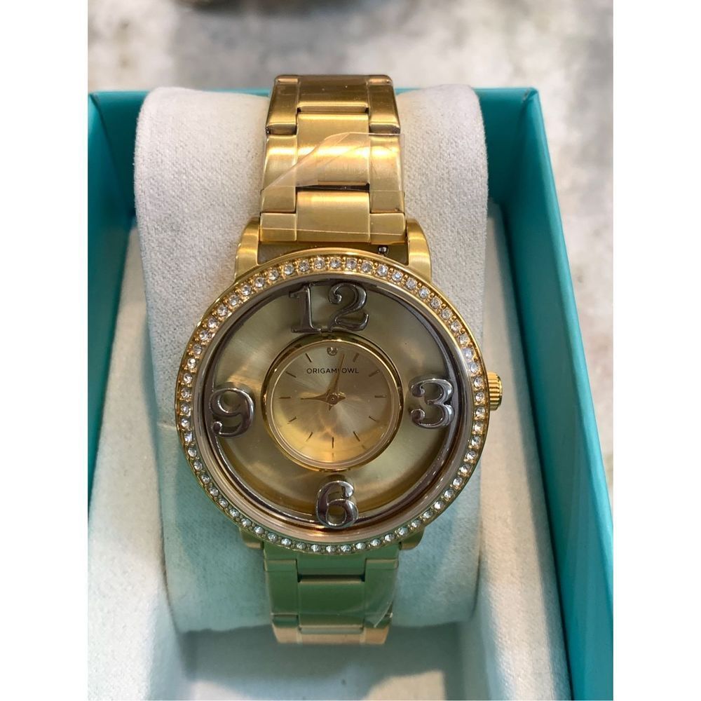 Gold Watch with Crystal Face #watch #crystals
